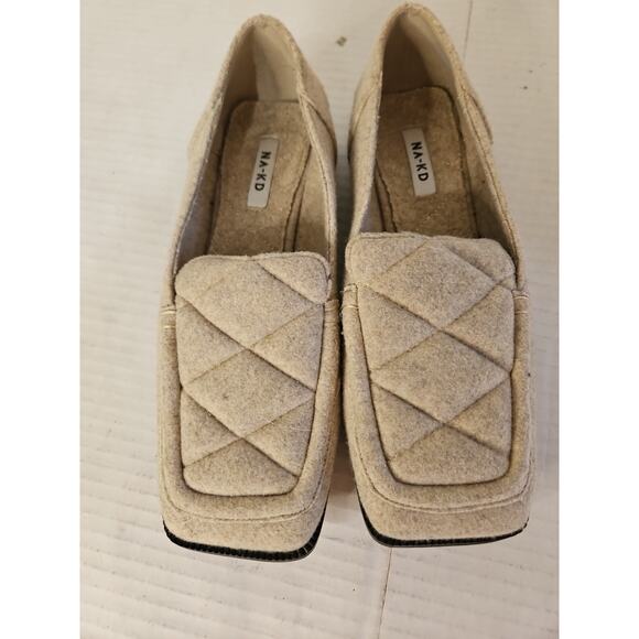 Na-kd Taupe Color Womens Loafers Quilted Upper Square Toe Size 39 (8.5) - Picture 16 of 16